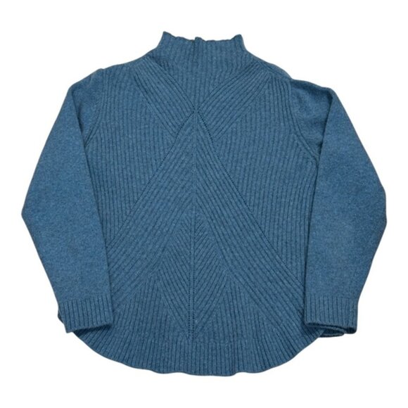 Sweaters - Bartolini Sweater Womens Large Blue Wool Cashmere Blend Mock Neck Italy Pullover